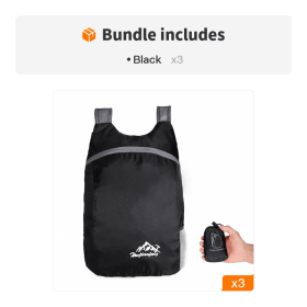 Vanaheimr Lightweight Foldable Backpack (Color: Black*3)
