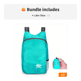 Vanaheimr Lightweight Foldable Backpack (Color: Lake Blue*3)