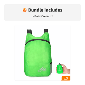 Vanaheimr Lightweight Foldable Backpack (Color: Solid Green*3)