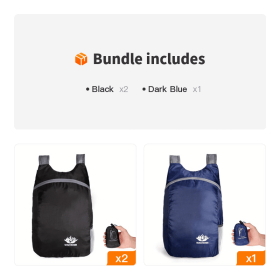 Vanaheimr Lightweight Foldable Backpack (Color: Black*2+Dark Blue)