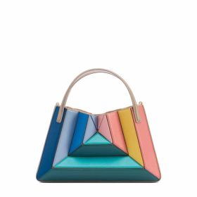 Color Contrast Patchwork Handbag (Option: Blue And Green Stitching-30x5x20cm)