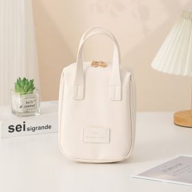 Handle-top Cosmetic Bag Ins Fashion Shell-shaped Handbag Toiletry Bags Travel High Capacity Portable Storage Make Up Bag (Color: White)