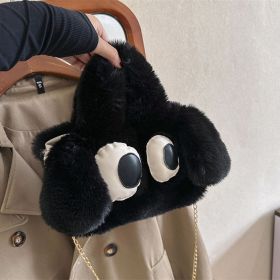 Cute Cartoon Big Eyes Dog Plush Bags For Women (Color: Black)