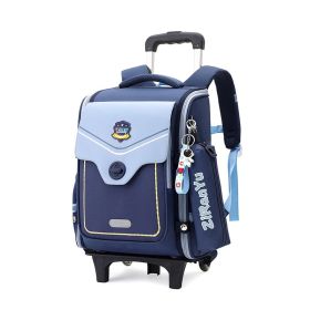 Primary School Student Trolley Schoolbag Detachable Backpack (Option: Sky Blue Two Wheels)