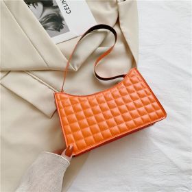 Elegant One-shoulder Diamond Pattern Bag Women (Color: Orange)